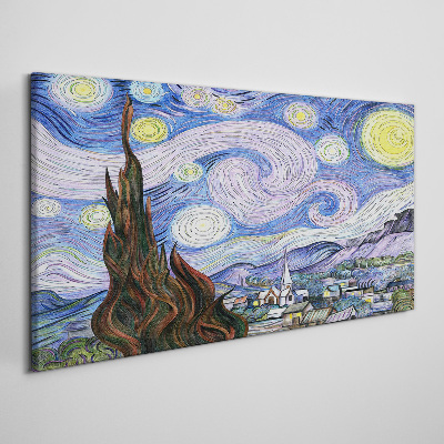 Foto op canvas Sterrennacht boven de stad