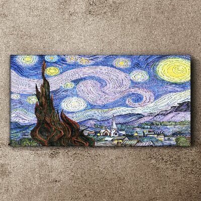 Foto op canvas Sterrennacht boven de stad