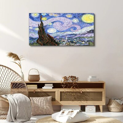 Foto op canvas Sterrennacht boven de stad