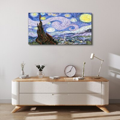 Foto op canvas Sterrennacht boven de stad