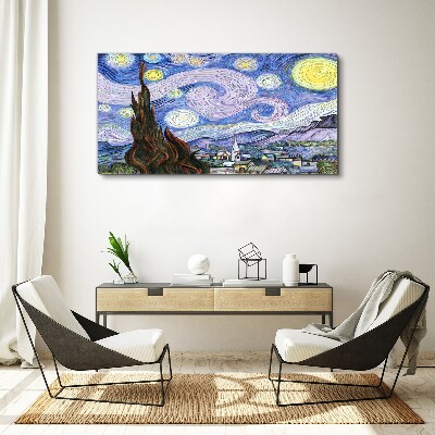 Foto op canvas Sterrennacht boven de stad