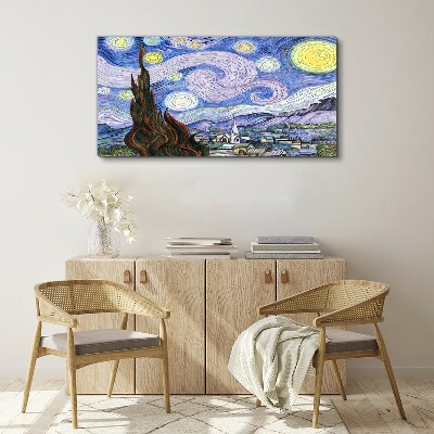 Foto op canvas Sterrennacht boven de stad