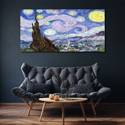 Foto op canvas Sterrennacht boven de stad