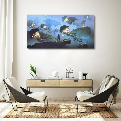 Foto op canvas Een onderwaterreis in het licht van kwallen