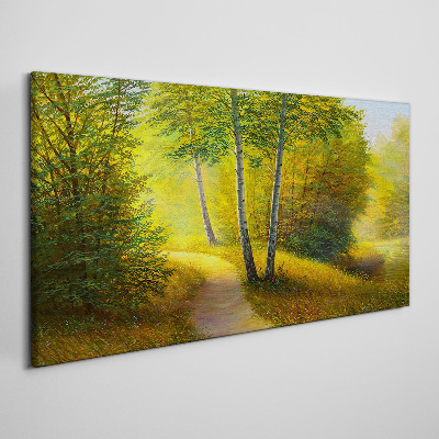 Canvas schilderij Gouden bos in het zonlicht