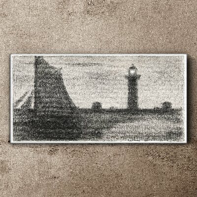 Foto op canvas Een vuurtoren in een monochrome setting