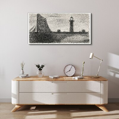 Foto op canvas Een vuurtoren in een monochrome setting