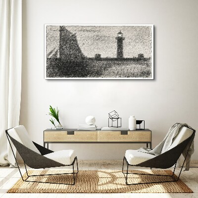 Foto op canvas Een vuurtoren in een monochrome setting
