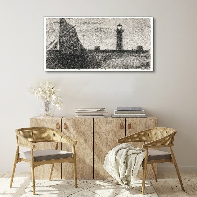 Foto op canvas Een vuurtoren in een monochrome setting