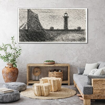 Foto op canvas Een vuurtoren in een monochrome setting