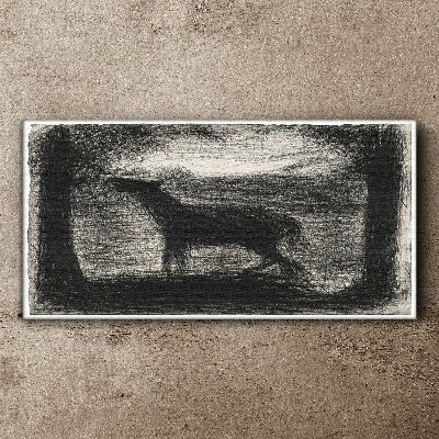 Schilderij op doek De schaduw van een paard in het bos