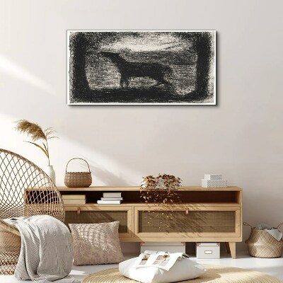 Schilderij op doek De schaduw van een paard in het bos