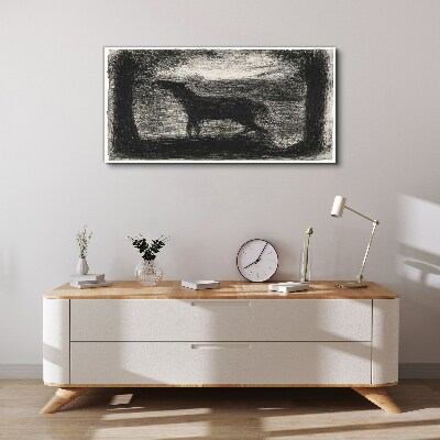 Schilderij op doek De schaduw van een paard in het bos