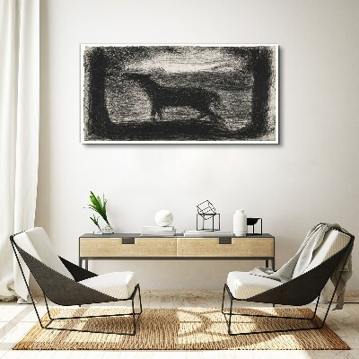 Schilderij op doek De schaduw van een paard in het bos