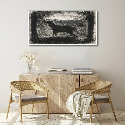 Schilderij op doek De schaduw van een paard in het bos