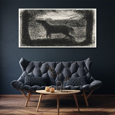 Schilderij op doek De schaduw van een paard in het bos