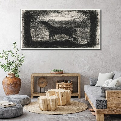 Schilderij op doek De schaduw van een paard in het bos