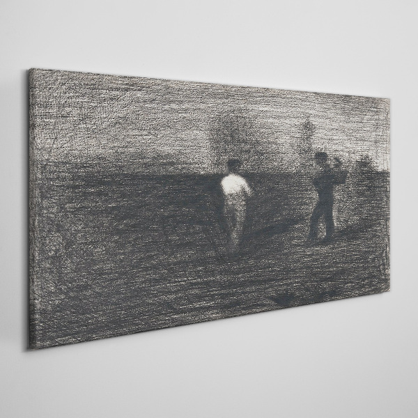 Canvas schilderij Mistige figuren tegen het landschap