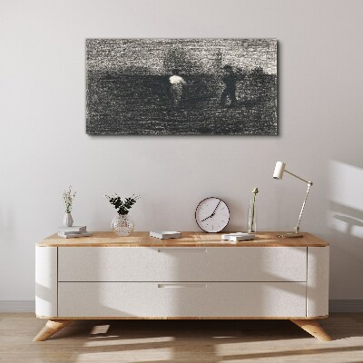 Canvas schilderij Mistige figuren tegen het landschap