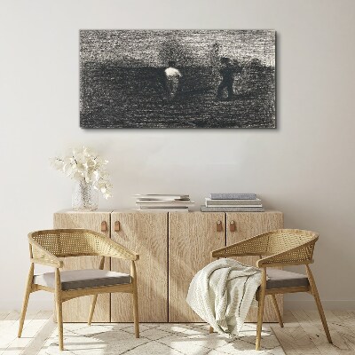 Canvas schilderij Mistige figuren tegen het landschap