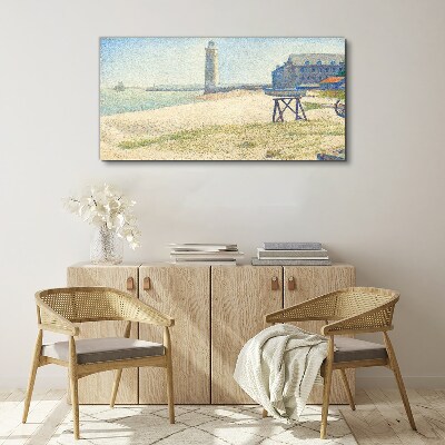 Schilderij op doek Een vuurtoren aan de kust