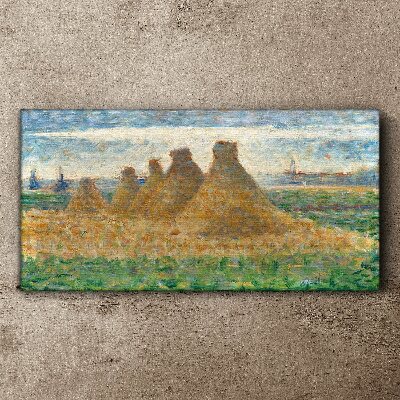 Schilderij op doek Gouden hooibergen