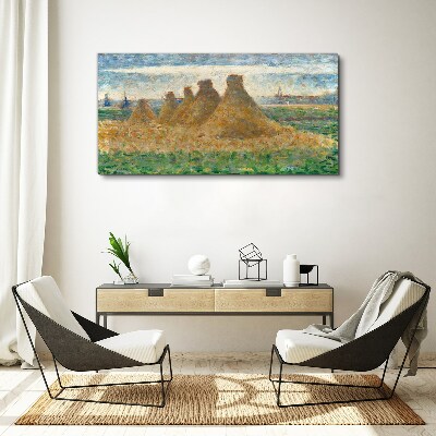 Schilderij op doek Gouden hooibergen