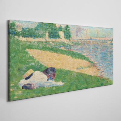 Schilderij op doek Zomerse luiheid aan het water