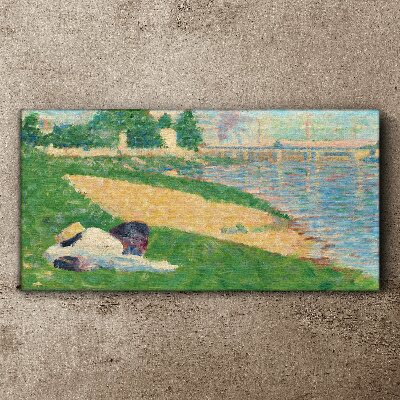 Schilderij op doek Zomerse luiheid aan het water