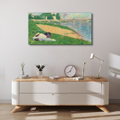 Schilderij op doek Zomerse luiheid aan het water