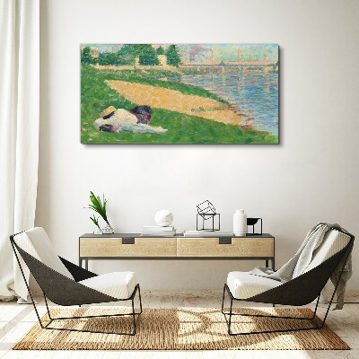 Schilderij op doek Zomerse luiheid aan het water