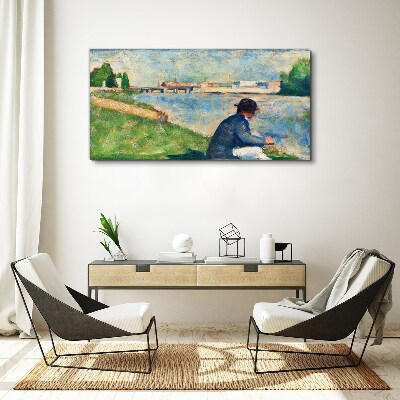 Foto op canvas Een vredig landschap aan de rivier