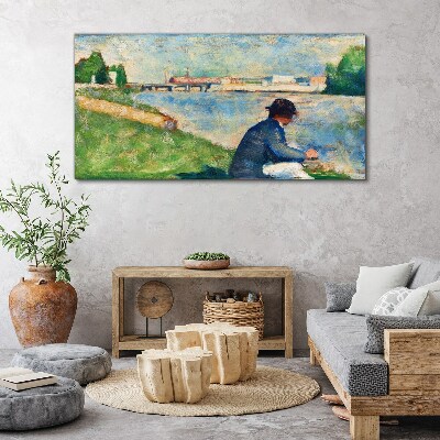 Foto op canvas Een vredig landschap aan de rivier