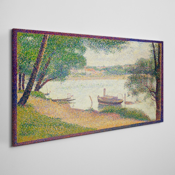Canvas schilderij Een vredig landschap aan de rivier