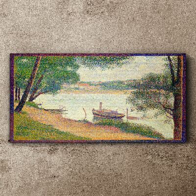 Canvas schilderij Een vredig landschap aan de rivier