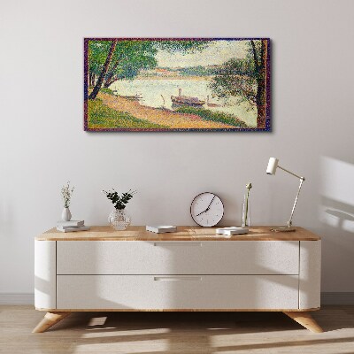 Canvas schilderij Een vredig landschap aan de rivier