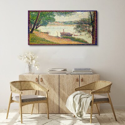 Canvas schilderij Een vredig landschap aan de rivier