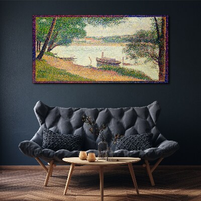Canvas schilderij Een vredig landschap aan de rivier