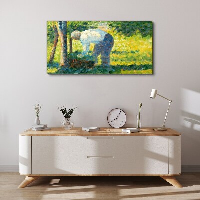 Schilderij op doek Werken in de tuin