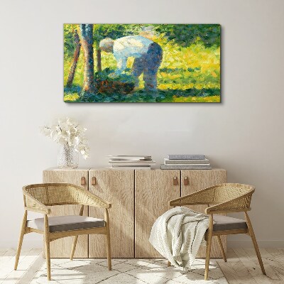 Schilderij op doek Werken in de tuin