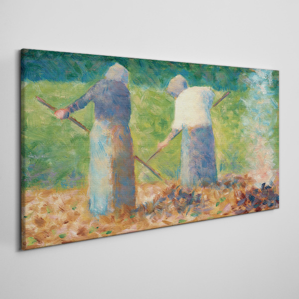 Canvas schilderij Vrouwen werken in de tuin