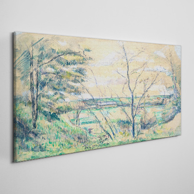Foto op canvas Een vredig landschap met bomen