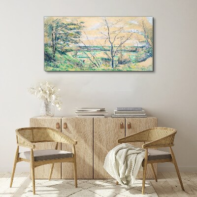 Foto op canvas Een vredig landschap met bomen