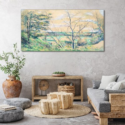 Foto op canvas Een vredig landschap met bomen