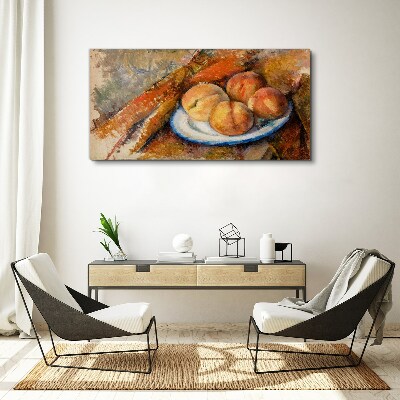 Schilderij op doek Fruittafel in pastelkleuren