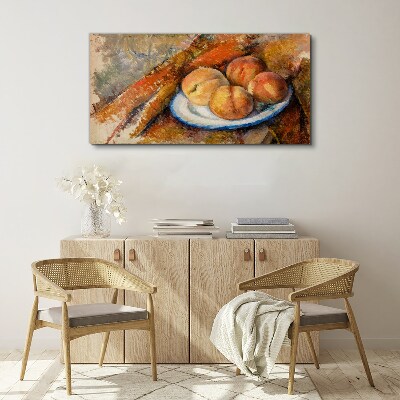 Schilderij op doek Fruittafel in pastelkleuren