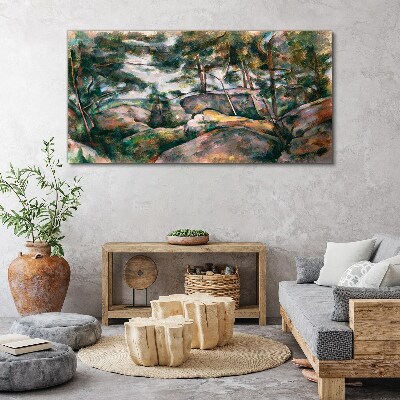 Canvas schilderij Een rotsachtig landschap tussen de bomen