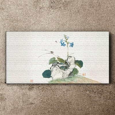 Schilderij op doek Een bloem op een stenen achtergrond