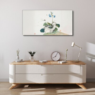 Schilderij op doek Een bloem op een stenen achtergrond