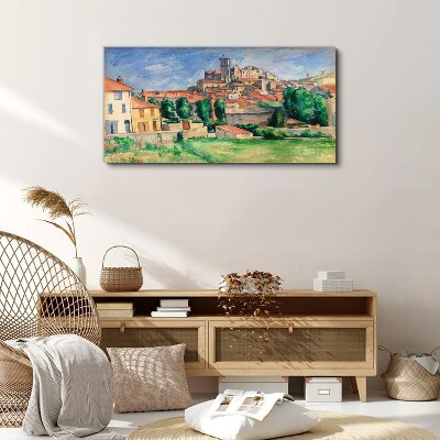 Canvas schilderij Uitzicht op de stad met groen